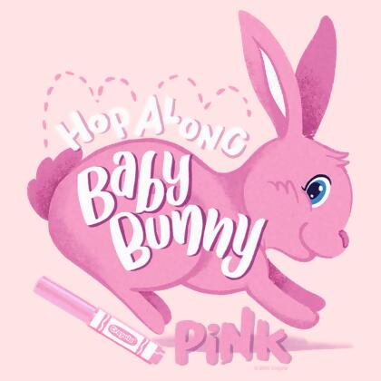 Toddler's Crayola Hop Along Baby Bunny Pink Graphic T-Shirt alternate image