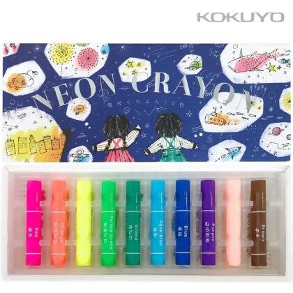 日本製KOKUYO夜光螢光蠟筆 兒童蠟筆 