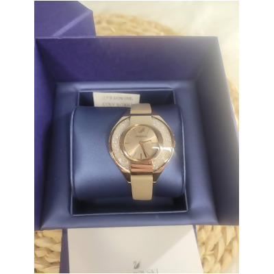 施華洛世奇SWAROVSKI 水晶的完美曲線時尚優質腕錶-玫瑰金+灰-5547976 