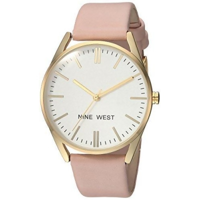 Nine West Women's Gold-Tone and Pastel Pink Strap NW/1994WTPK Watch 