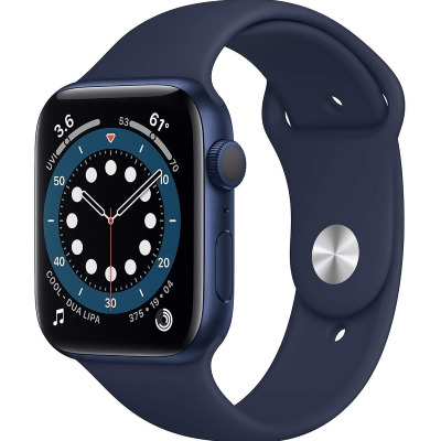Apple Watch 6 GPS 44mm Blue Aluminum Case - Deep Navy Sport Band M00J3LL/A - Open Box 