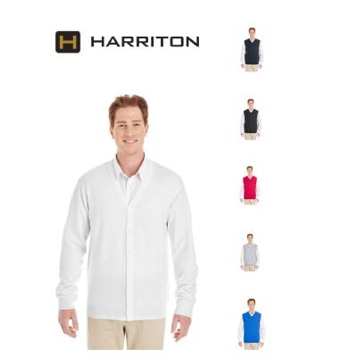 M425 Harriton Men's Pilbloc V-Neck Button Cardigan Sweater 