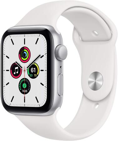 Apple Watch SE GPS 44mm Silver Aluminum Case White Sport Band MYDQ2LL/A - Open Box 
