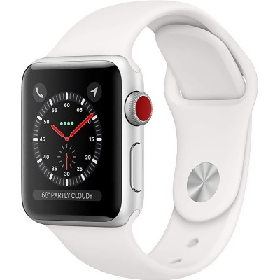 Apple Watch 3 GPS Cellular 38MM Silver Aluminum Case with White Sport Band - Open Box 