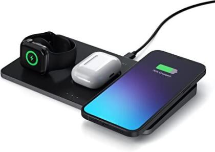 Satechi Trio Wireless Charger Magnetic Pad Qi Certified ST-X3TWCPM - Black - Open Box 