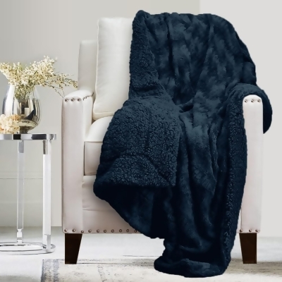 The Connecticut Home Company Throw Blanket - Navy Blue - Open Box 