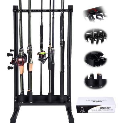 Goture 24 Slots Patented Adjustable Groove Fishing Rod Holder -BLACK - Open Box 