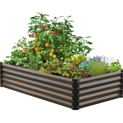 GREENER Galvanized Raised Garden Bed Outdoor - 6x3x1.42 ft - Wood Grain - Open Box 