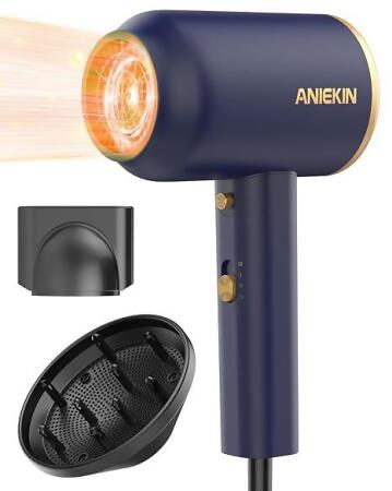 ANIEKIN Hair Dryer Diffuser 1875W Ionic Blow Dryer Professional - Blue - Open Box 