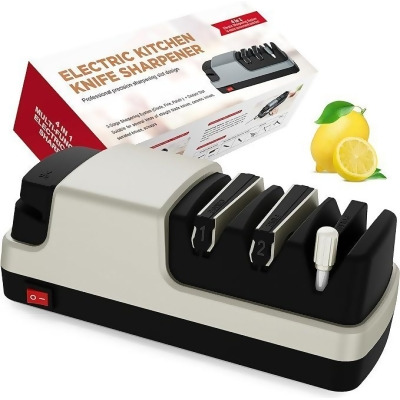 YOORLEAY Electric Knife Sharpener 4-in-1 Electric Straight Blade Knives - SILVER - Open Box 