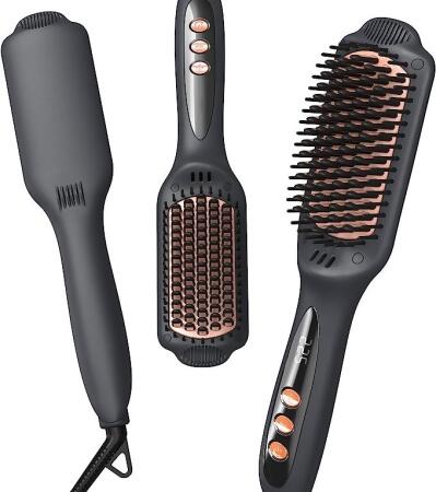 LANDOT Hair Straightener Brush Heated Straightening Negative Ion QF-S200 - Black - Open Box 