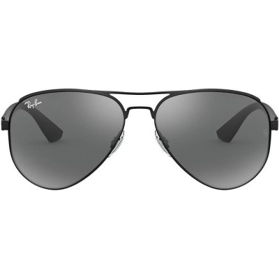 RAY-BAN Men's RB3523 Aviator Sunglasses - Grey Mirrored Silver/Matte Black Frame - Open Box 