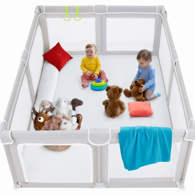 TODALE Baby Playpen for Toddler 70”×59” Extra Large Baby Playard - Grey - Open Box 