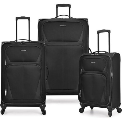 U.S. Traveler Aviron Bay Softside Spinner 3 Piece Luggage US08125K-BLK - BLACK - Open Box 