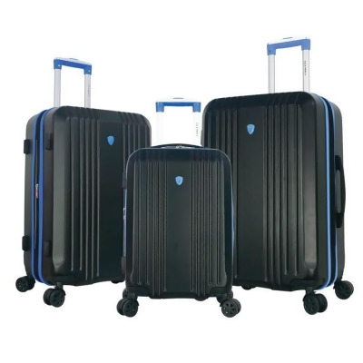 Olympia USA Apache II 3-Piece Expandable Spinner Luggage Set - BLACK/BLUE - Open Box 