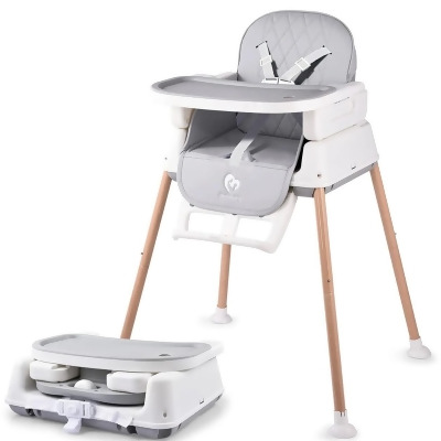 BELLABABY 3-in-1 Baby High Chair, Adjustable Convertible Chairs - WHITE/GREY - Open Box 