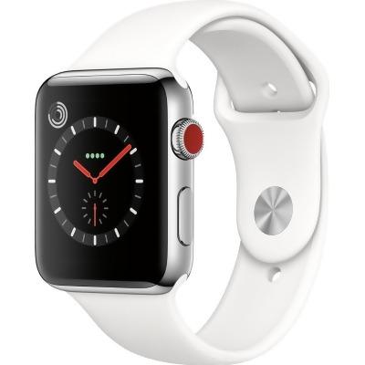 Apple Watch Series 3 GPS + LTE 42mm MQK82LL/A - Stainless Steel/Soft White Band - Open Box 