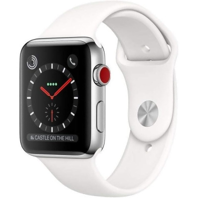 Apple Watch Series 3 GPS + LTE 38mm MQJV2LL/A - Stainless Steel/White Sport Band - Open Box 