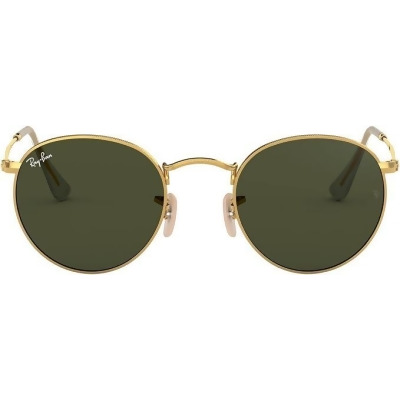 Ray-Ban RB3447 ROUND METAL 50mm Sunglasses - POLISHED GOLD GREEN LENS - Open Box 