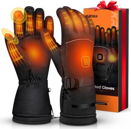 krosa -30 Heated Gloves for Men & Women, 3000mah Battery STS08 (Large) - Black - Open Box