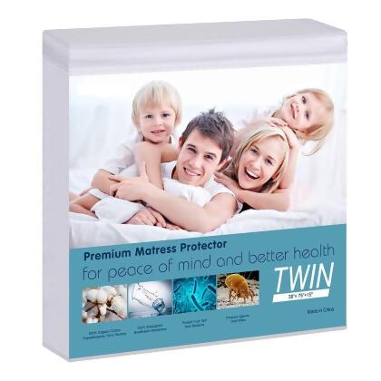 MOVSOU Mattress Protector Cover TWIN Cotton Terry - White - Open Box 