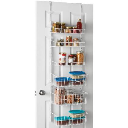 SMART DESIGN OVER THE DOOR PANTRY ORGANIZER RACK 6 ADJUSTABLE SHELVES WHITE - Open Box 