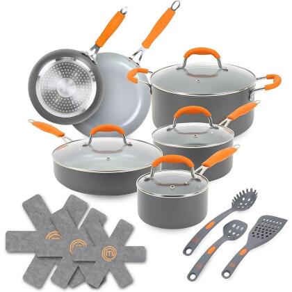 MASTERCHEF MC3011 16 PIECES CHAMPIONS COOKWARE SET - GRAY/ORANGE - Open Box 