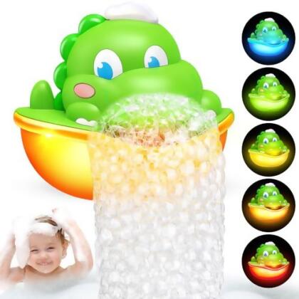 DIYFRETY BABY BATH TOYS LIGHT-UP DINOSAUR BATH BUBBLE MACHINE AUTOMATIC BUBBLE - Open Box 