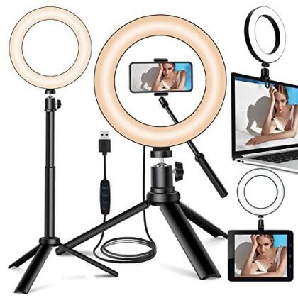 Selfie Ring Light Dimmable Desktop LED Circle Light with Tripod Stand - JI-01 - Open Box