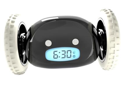CLOCKY EXTRA SUPER LOUD ALARM CLOCK HEAVY SLEEPERS ON WHEELS - BLACK - Open Box 