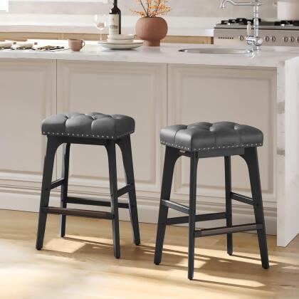 VASAGLE Bar Stools Set of 2, Counter Height Saddle Bar Stools - INK BLACK - Open Box 