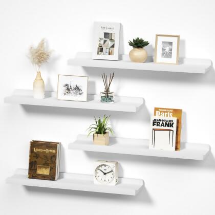 LOVE-KANKEI WHITE LONG FLOATING SHELVES FOR WALL 24 INCH SET OF 4 - WHITE - Open Box 