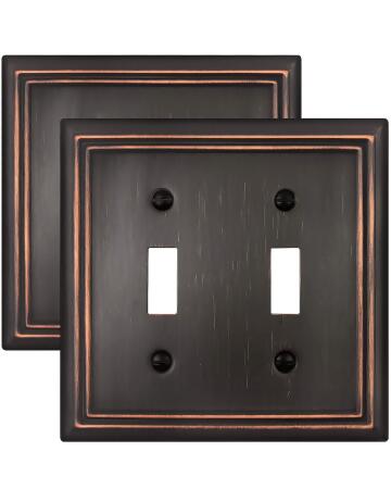 ZILLSEA DOUBLE TOGGLE WALL PLATE Aged Bronze Light Switch Cover (2-Pack) - Open Box 