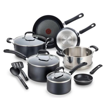 T-FAL EXPERIENCE NONSTICK COOKWARE SET 12 PIECE, INDUCTION, BLACK - BLACK - Open Box 