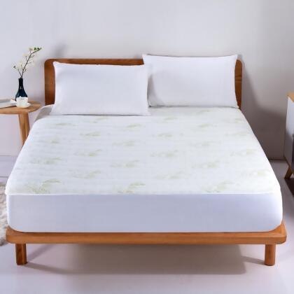 ALOE VERA RAYON FROM BAMBOO HYPOALLERGENIC MATTRESS PAD - KING - WHITE - Open Box 