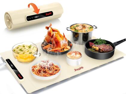 LAUDLIFE Food Warming Mat 24x16 Inches, Electric Warming Tray 7 Temps - Beige - Open Box 