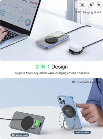 RTOPS Magnetic Wireless Charger W104 - GRAY - Open Box alternate image