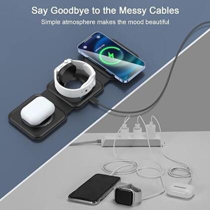 RTOPS Wireless Charger 3 in 1 Magnetic Travel Station W312-RTOPS - BLACK - Open Box alternate image