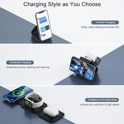 RTOPS Wireless Charger 3 in 1 Magnetic Travel Station W312-RTOPS - BLACK - Open Box alternate image