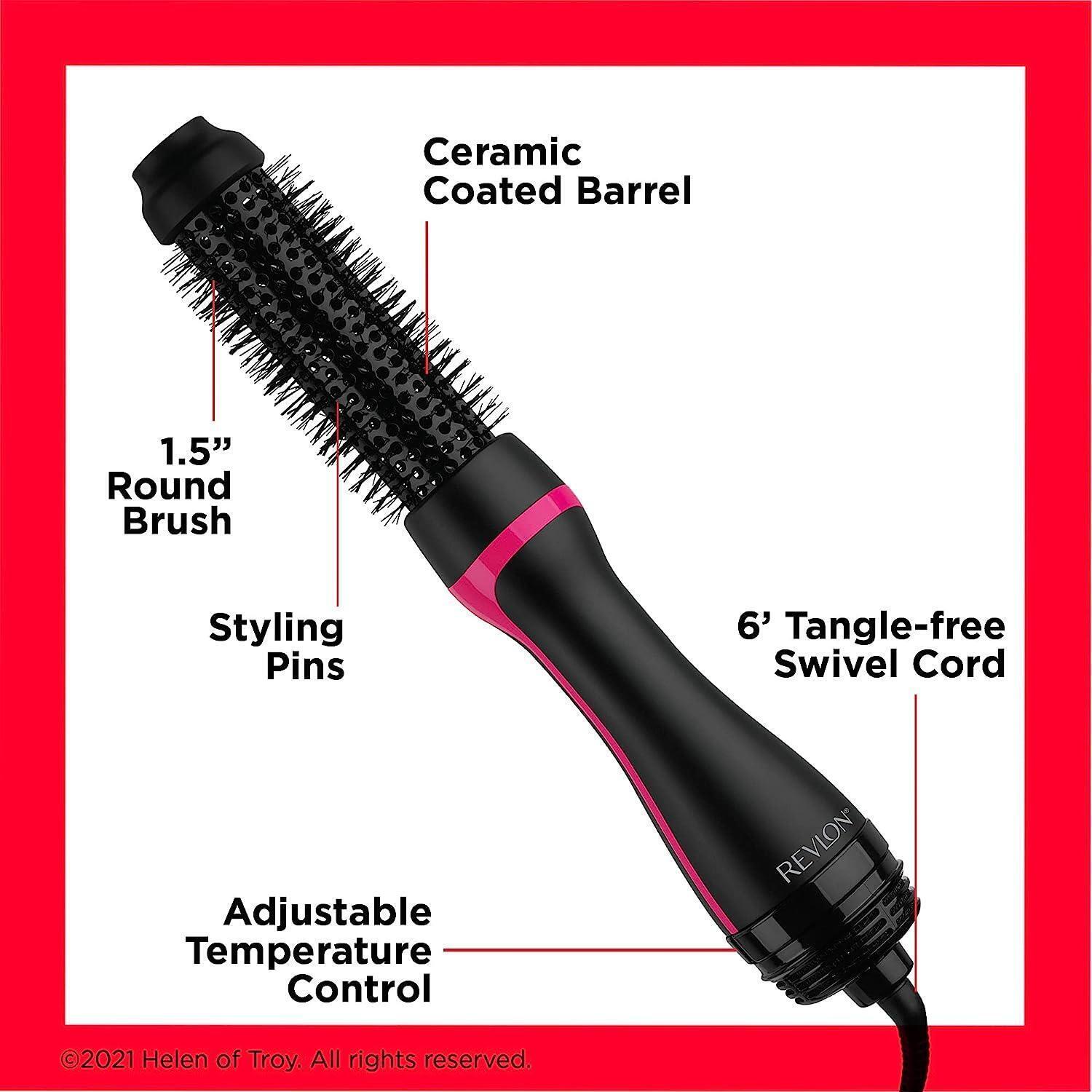 REVLON One Step 1-1/2in Root Booster Round Brush Dryer, Hair Styler - BLACK/PINK - Open Box alternate image
