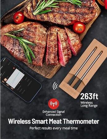 Paris Rhône 263ft Smart Meat Thermometer Wireless PE-TM002 - Bamboo/2 Probes - Open Box alternate image