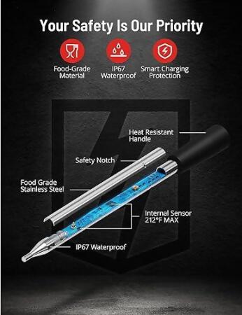 Paris Rhône 263ft Smart Meat Thermometer Wireless PE-TM002 - Bamboo/2 Probes - Open Box alternate image