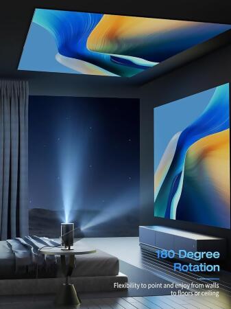 CLOKOWE 4K Mini Projector WiFi Bluetooth, 180° Rotation & Auto Keystone - Black - Open Box alternate image