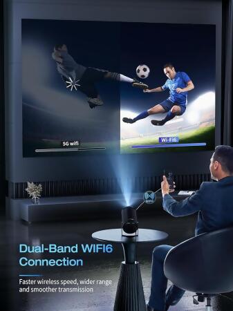 CLOKOWE 4K Mini Projector WiFi Bluetooth, 180° Rotation & Auto Keystone - Black - Open Box alternate image