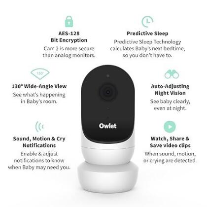 Owlet Cam 2 Smart Baby Monitor HD Video Cam BC06NNBBJ - WHITE - Open Box alternate image