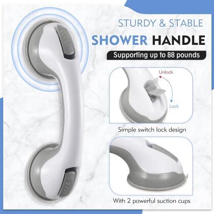 KVANT 12 INCH SHOWER HANDLE BATHROOM SAFETY BAR FOR SENIORS 2 PACK - WHITE - Open Box alternate image