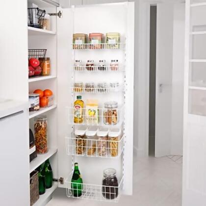 SMART DESIGN OVER THE DOOR PANTRY ORGANIZER RACK 6 ADJUSTABLE SHELVES WHITE - Open Box alternate image