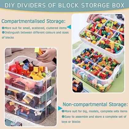 HARAZAQA Plastic Storage Organizer Lego Box Kids Toy Stackable Containers - Blue alternate image