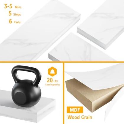 BAMEOS Floating Shelves, Wall Mounted Wooden Shelves with Invisible Brackets - Open Box alternate image