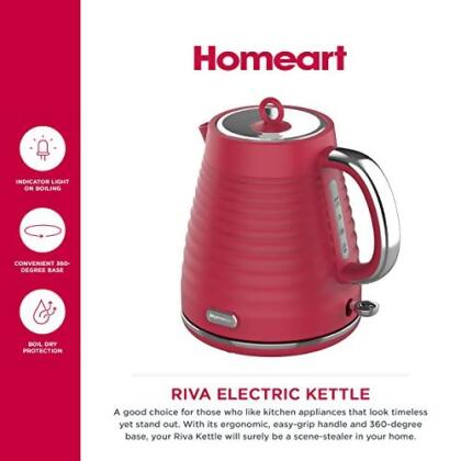 HOMEART RIVA ELECTRIC KETTLE, 1.7L, HPKR4 - RED - Open Box alternate image
